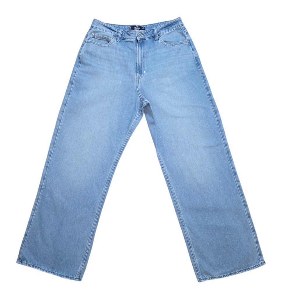 Hollister High Rise Straight Leg Jeans Womens 12R Light Wash Denim